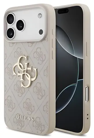 Guess PU 4G Metal Logo růžová / Zadní kryt pro Apple iPhone 18 Pro Max / Kovové logo