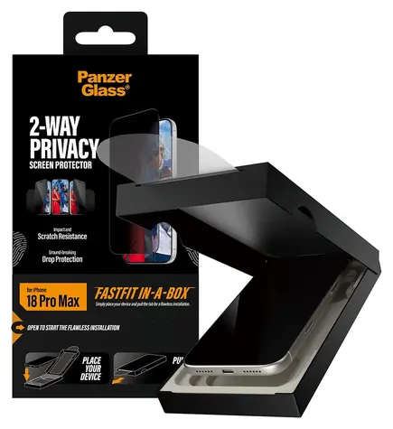 PanzerGlass 2-way Privacy iPhone 17/18 Pro Max / Ochranné sklo / Ultra-Wide Fit / FastFit s aplikačním boxem