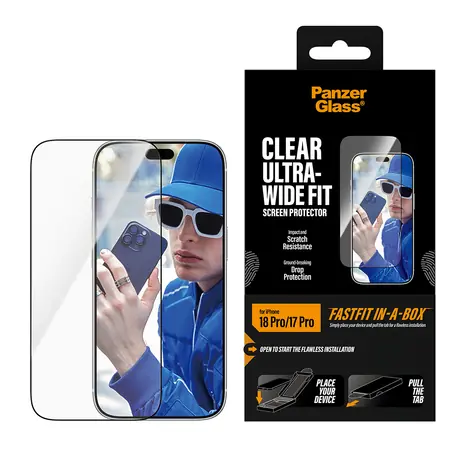 PanzerGlass Apple iPhone 17-18 Pro / Ochranné sklo / Ultra Wide Fit / FastFit / s aplikačním boxem