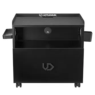 ULTRADESK CRATE černá / Herní skříňka / 60 x 38 x 60 cm / nosnost 40 kg / zásuvka + 2 police / kolečka