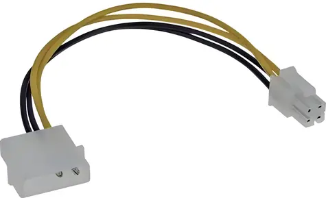 InLine Redukce Molex - ATX/EPS 4-pin žlutá / Napájecí adaptér / 0,2 m