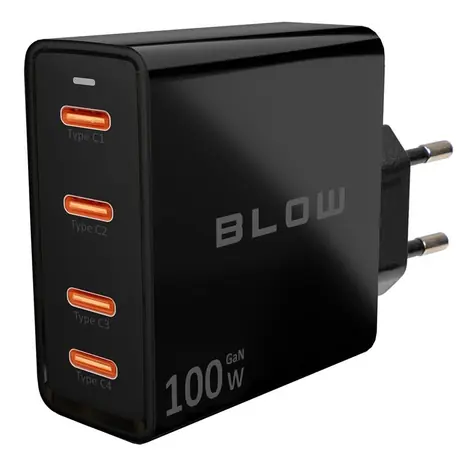 Blow Síťová nabíječka 4x USB-C 100W černá / Nabíječka / GaN / PD 100W / PPS