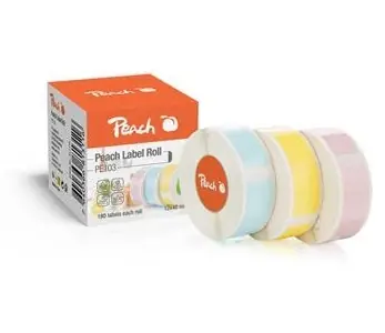 Peach PE101 / Etikety / 12x40 mm / 3x180 ks / modrá, žlutá, růžová / termální syntetický papír