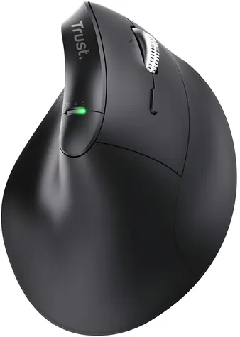 Trust Vyran černá / Bezdrátová ergonomická myš / vertikální / 4800 DPI / 8 tlačítek / RF + Bluetooth