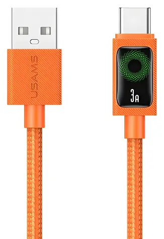 USAMS U92 oranžová / Nabíjecí a datový kabel / USB-C - USB-A / 18W / 1,2m