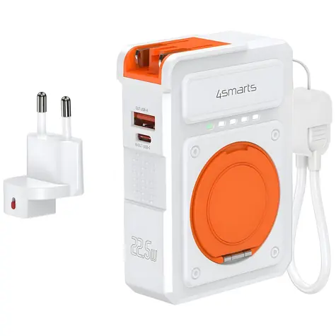 4smarts Hybrid Charger 6in1 bílá / Powerbanka / 10000 mAh / Qi bezdrátové nabíjení / USB-C / USB-A / PD 22,5W