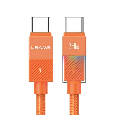 USAMS U93 oranžová / Datový kabel / USB-C - USB-C / PD 240W / 1,2 m