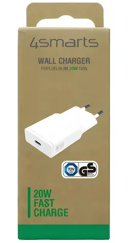 4smarts PDPlug Slim bílá / Síťová nabíječka / GaN / USB-C / 20 W