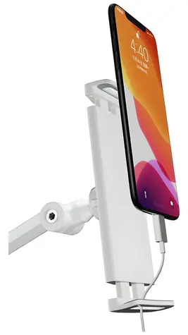 4smarts ErgoFix H1 bílá / Stolní držák na telefon a tablet / Hliník / Otočný 360° / 4,7-15,6