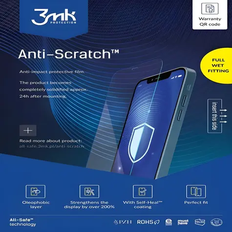 3mk All-In-One Anti-Scratch ochranná fólie / Ochranná fólie / Dry & Wet Fitting / balení 5 ks, cena za 1 ks