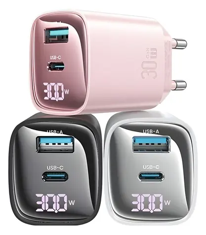 USAMS CC229 černá / Nabíječka / GaN / 30W / USB-C + USB-A