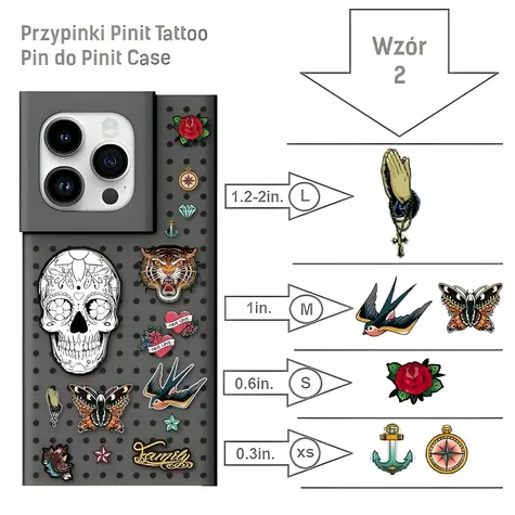 Pinit Dynamic + Tattoo vzor 2 černá / Kryt / pro Apple iPhone 14 Plus, 15 Plus 6.7
