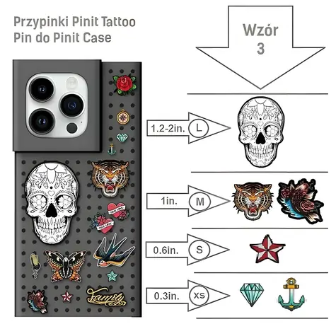 Pinit Dynamic + Tattoo vzor 3 černá / Kryt / pro Apple iPhone 14 Plus, 15 Plus 6.7