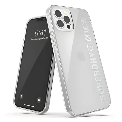 SuperDry Snap Clear Case iPhone 12/12 Pro stříbrná / Pouzdro / Polykarbonát a TPU