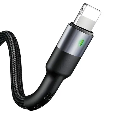 USAMS SJ311 U26 černá / Datový kabel / Lightning / 2A / 1m / nylonový opletenec