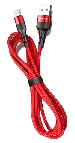USAMS SJ311 U26 červená / Datový kabel / Lightning / Nylonový opletený / 1 m / 2A