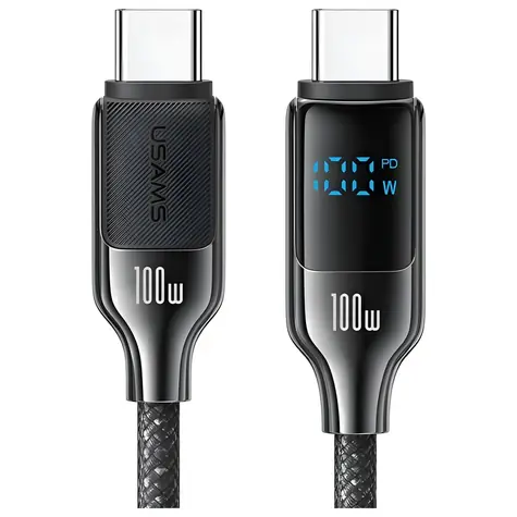USAMS HX Digital Display černá / Datový kabel / USB-C - USB-C / 100W / 1,2 m / Zinková slitina