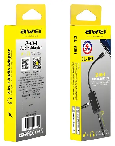 AWEI CL-121 2v1 černá / Adaptér / Lightning - Lightning + Jack 3,5 mm