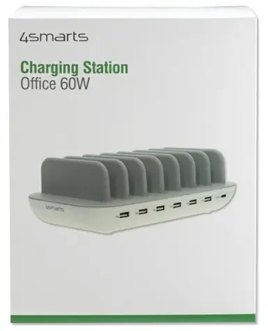 4smarts Office Charging Station bílá / Nabíjecí stanice / 60W / 7 zařízení / USB-C + 6x USB-A