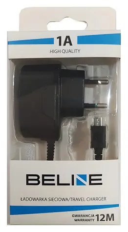 Beline síťová nabíječka microUSB černá / Nabíječka / Výstup 5V/1A / Kabel microUSB 100 cm