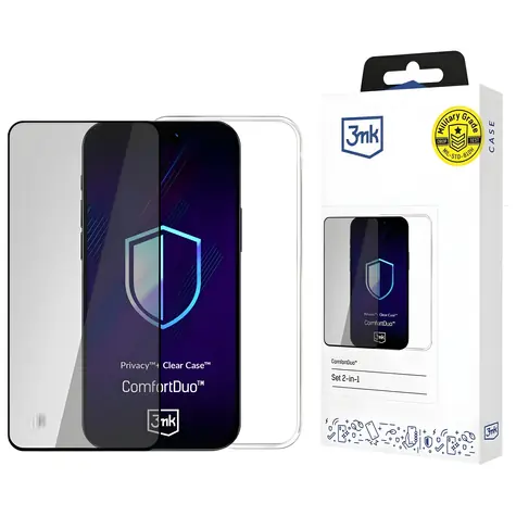3mk ComfortDuo Privacy Clear čirá / Kryt + ochranná fólie / Privacy filtr / Apple iPhone 16E, 17e