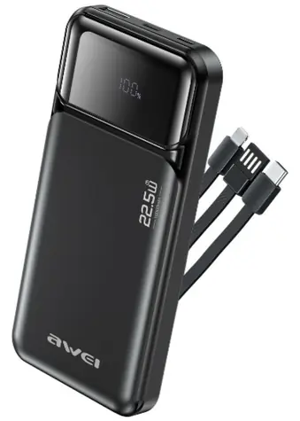 Awei PA-91 černá / Powerbanka / 10000 mAh / 22,5W PD / 2x USB-C