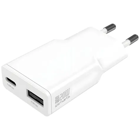 4smarts PDPlug Duos Slim bílá / Síťová nabíječka / GaN / 20 W / USB-C + USB-A