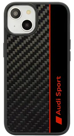 Audi Carbon Fiber Stripe černá / Zadní kryt pro Apple iPhone 14, 15, 13 / Hardcase / karbonový vzhled