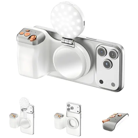 4smarts Magnetický fotodržák bílá / Držák na telefon / Magnetické uchycení / Bluetooth spoušť / LED přisvětlení
