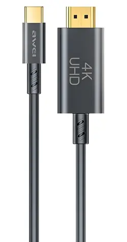 AWEI CL-212T černá / Adaptérový kabel / USB-C - HDMI / 4K 30Hz / 1,06 m