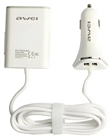 Awei C-400 bílá / Autonabíječka / 4x USB / 9,6A