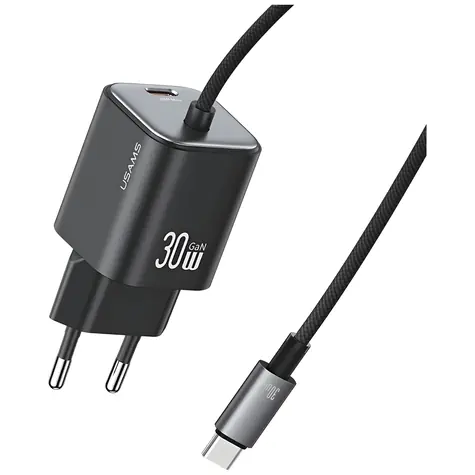 USAMS CC264 černá / Nabíječka / GaN / 2x USB-C / 30W PD