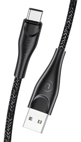 USAMS SJ392 U41 černá / Datový kabel / USB-C / opletený / 1 m / 2A
