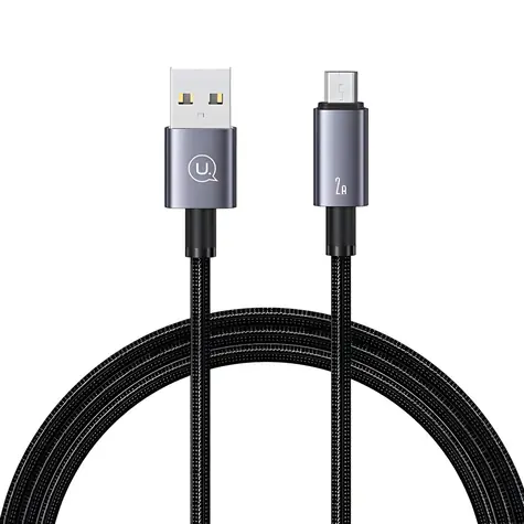 USAMS SJ668 černá / Datový kabel / USB-A - MicroUSB / 2A / 1,2 m / nylon