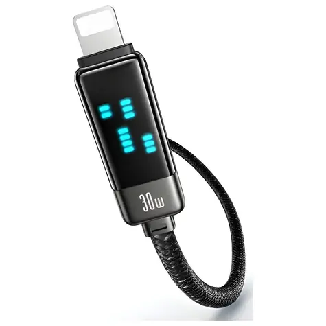 USAMS SJ743 Meteor Series černá / Datový kabel / USB-C - Lightning / 1,2 m / 30W / Zinc Alloy