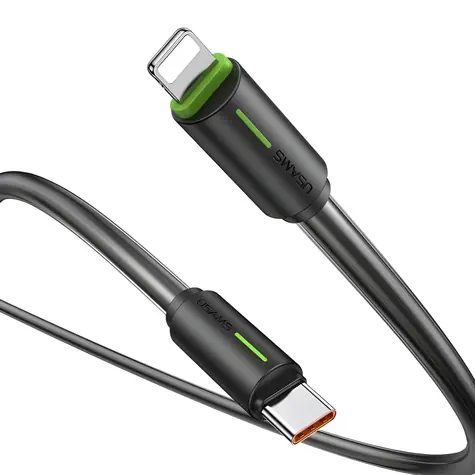 USAMS SJ735 YU Series černá / Datový kabel USB-C - Lightning / 1 m / 30W / 480 Mbps