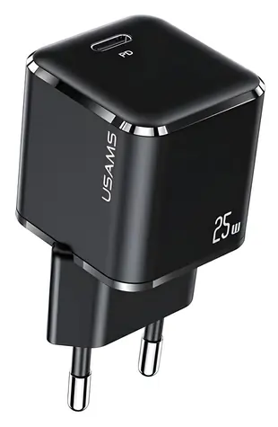 USAMS T42 černá / Nabíječka / 1x USB-C / PD3.0 25W