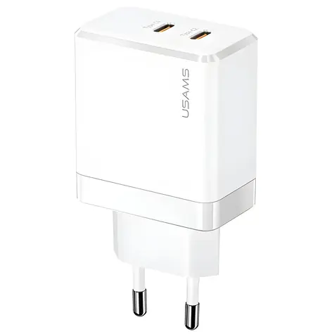 USAMS T54 bílá / Nabíječka / GaN / 40W / 2x USB-C / PD