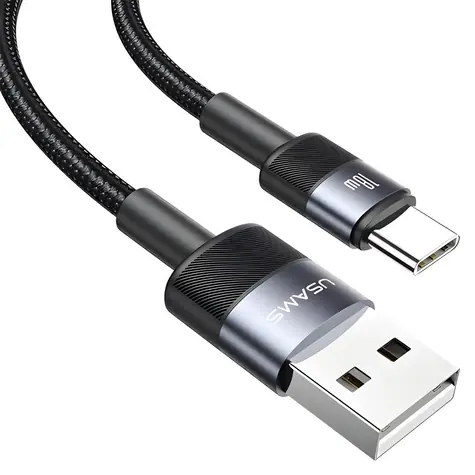 USAMS SJ718 šedá / Nabíjecí a datový kabel / USB-A - USB-C / 3A / 1,2 m