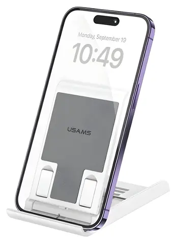 USAMS ZJ073 bílá / Skládací stojánek / pro telefon a tablet / nastavitelný náklon