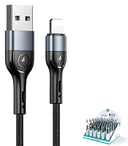 USAMS US-SJ448 U55 černá / Datový kabel / Lightning / 1m / 2A / opletený
