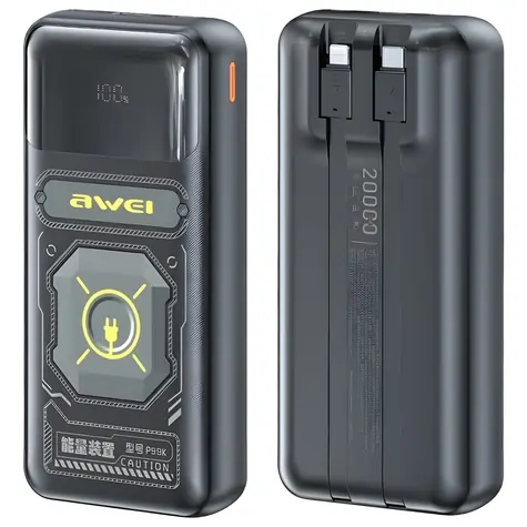 Awei P99K černá / Powerbanka / 20000mAh / 22,5W / USB-C a Lightning kabely