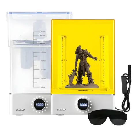 ELEGOO Mercury XS / Mycí a vytvrzovací stanice / Pro 3D tisk pryskyřicí / 7000 ml / UV 405 nm / 360° otočná plošina