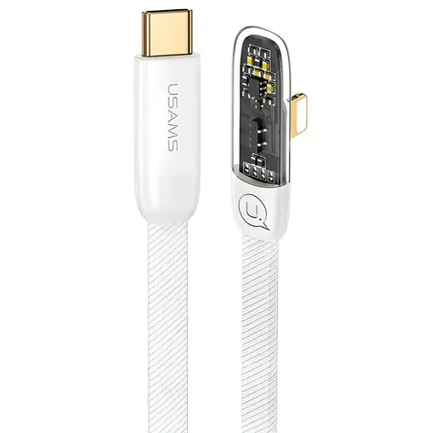 USAMS SJ583 Iceflake Series bílá / Datový kabel / USB-C - Lightning / 20W PD / 1,2 m