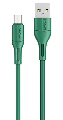 USAMS SJ502 U68 zelená / Datový a nabíjecí kabel / MicroUSB / 2A / 1m
