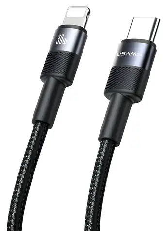 USAMS SJ729 (US-SJ729) černá / Datový kabel / USB-C – Lightning / 1,2 m / 30 W