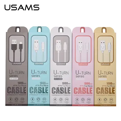 USAMS U-Turn SJ098 bílá / Nabíjecí a datový kabel / microUSB / 1 m / 2A
