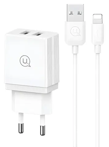 USAMS HC HCXLTZ01 bílá / Síťová nabíječka / 18W / 2x USB-A / + kabel Lightning-USB-A