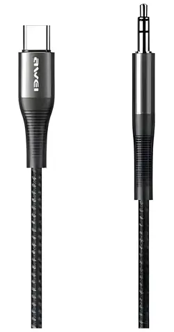 AWEI CL-116T černá / Adaptér / USB-C / Jack 3,5 mm