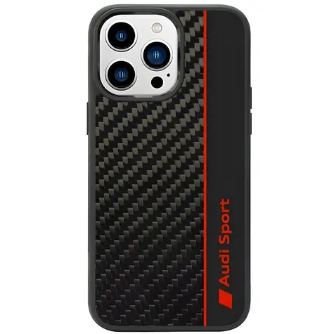 Audi Carbon Fiber Stripe černá / Zadní kryt / Apple iPhone 14 Pro Max / karbonový vzhled / hardcase